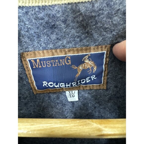 Mustang Roughrider Stormrider Men XL Blanket Lined Denim Jacket Kom Logo - Picture 5 of 9